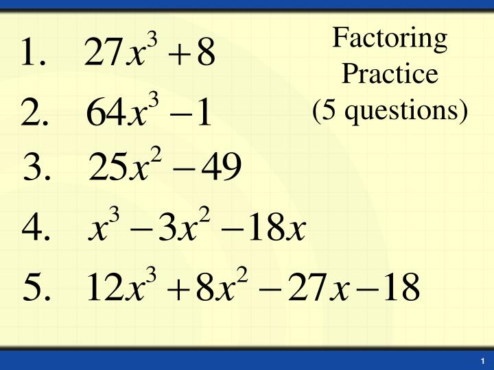 factoring practice 5 questions