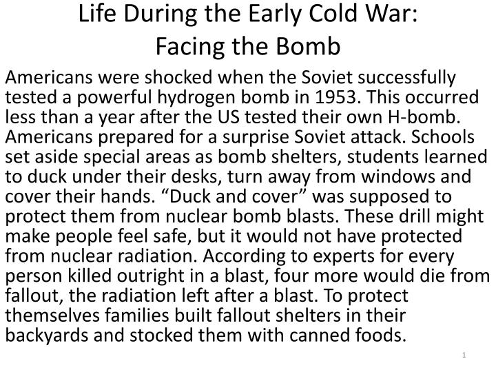life during the early cold war facing the bomb