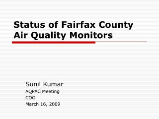 Status of Fairfax County Air Quality Monitors