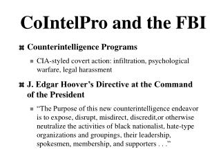 CoIntelPro and the FBI