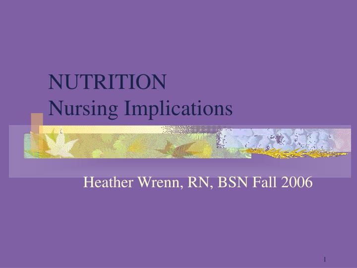 nutrition nursing implications