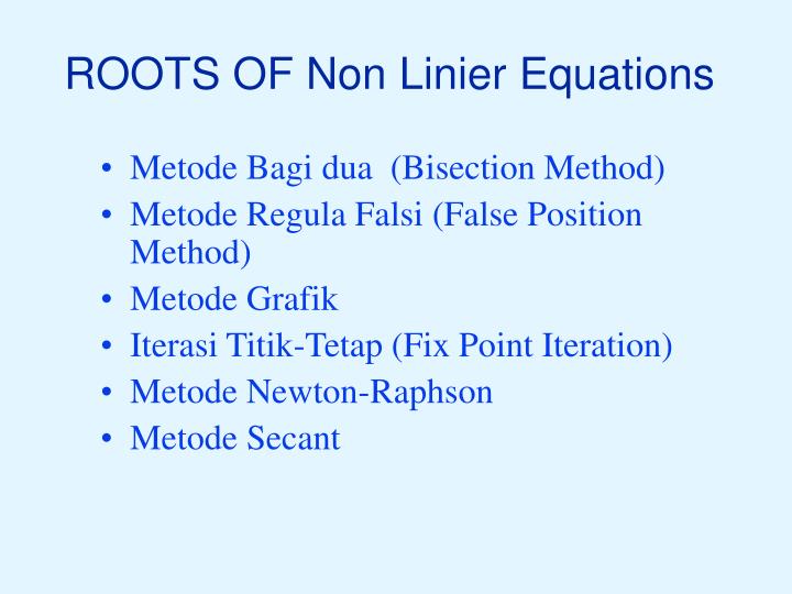 roots of non linier equations