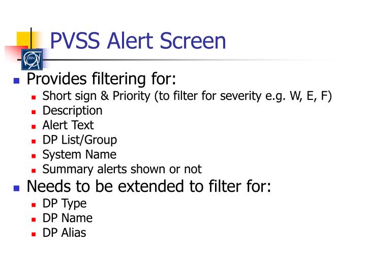 pvss alert screen