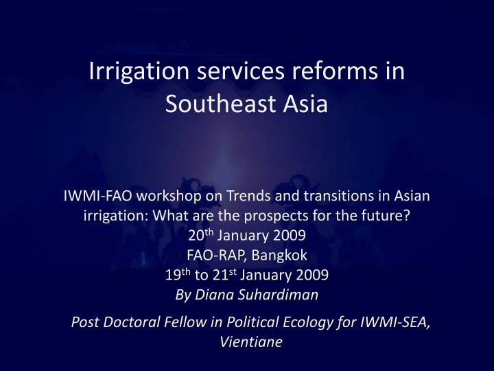 post doctoral fellow in political ecology for iwmi sea vientiane