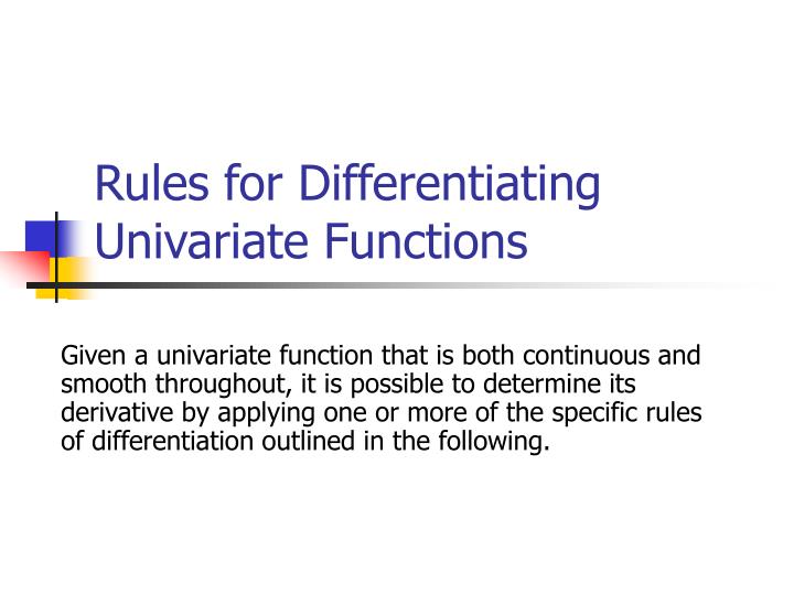 rules for differentiating univariate functions