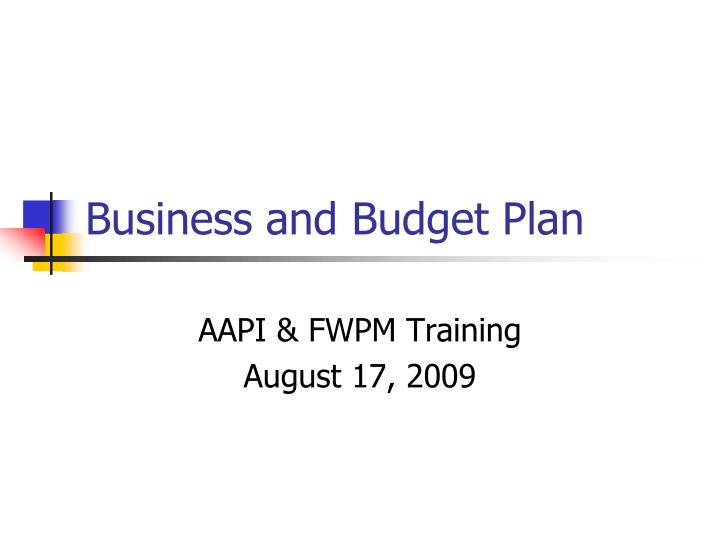 business and budget plan