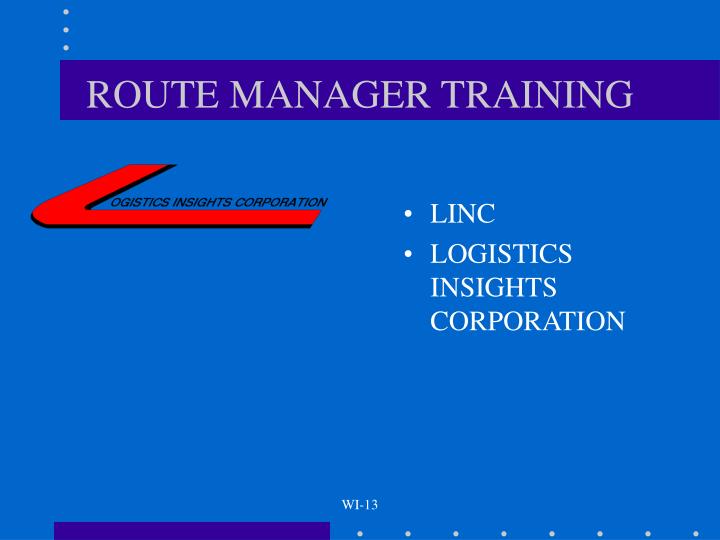 route manager training